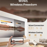 Projector 4K 1080P Supported with Wifi and Bluetooth, Portable Mini Projector, 180° Rotatable Home Theater, Compatible for Laptop, PC, Smartphone