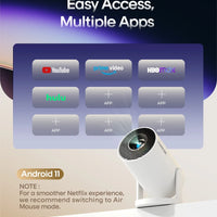 Projector 4K 1080P Supported with Wifi and Bluetooth, Portable Mini Projector, 180° Rotatable Home Theater, Compatible for Laptop, PC, Smartphone